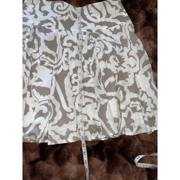 INC International Concepts Women White & Gray Cotton Sequinced Lined Skirt Sz 2 - Picture 5 of 8